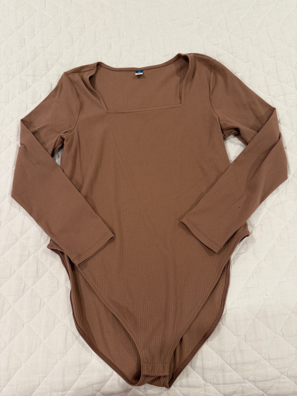 Old Navy Ribbed Square Neck Long Sleeve Bodysuit - Brown
